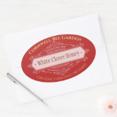 Sticker Ovale Jarre de miel rouge de ferme et de verger (Enveloppe)