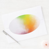 Sticker Ovale Jaune Bleu Vert Rose Rouge Tendance Moderne Abstra (Enveloppe)