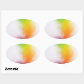 Sticker Ovale Jaune Bleu Vert Rose Rouge Tendance Moderne Abstra (Feuille)