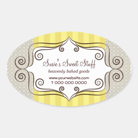 Sticker Ovale Jaune doux et Pois (Devant)