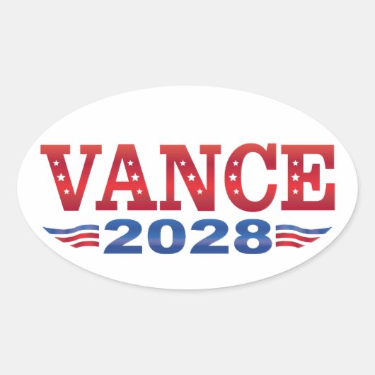 Sticker Ovale JD Vance Président 2028 (bs) (Devant)