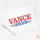 Sticker Ovale JD Vance Président 2028 (bs) (Enveloppe)