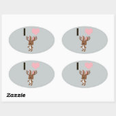 Sticker Ovale Je coeur Jackalope (Feuille)