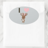 Sticker Ovale Je coeur Jackalope (Sac)