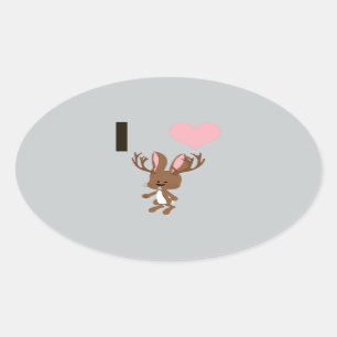Sticker Ovale Je coeur Jackalope