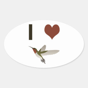Sticker Ovale Je coeur les colibris