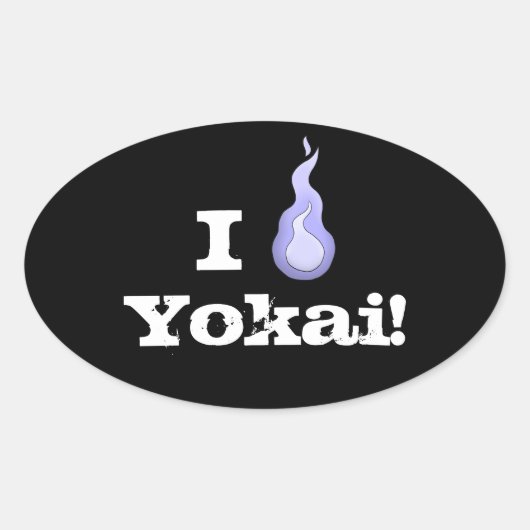 Sticker Ovale Je Coeur Yokai ! Hitodama Fireball (Devant)