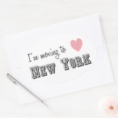 Sticker Ovale Je déménage à New York (Enveloppe)