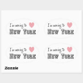 Sticker Ovale Je déménage à New York (Feuille)