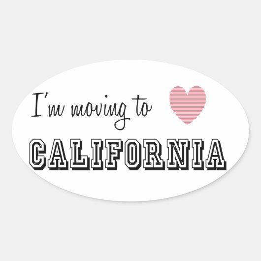 Sticker Ovale Je déménage en Californie (Devant)