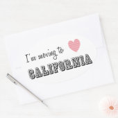 Sticker Ovale Je déménage en Californie (Enveloppe)