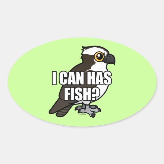 Sticker Ovale Je Peux Avoir Du Poisson ? (Devant)
