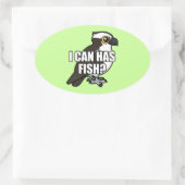 Sticker Ovale Je Peux Avoir Du Poisson ? (Sac)