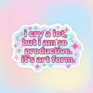 Sticker Ovale je pleure beaucoup mais je suis si productif Minim