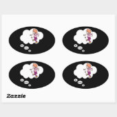 Sticker Ovale Je préfère jouer à Hacky Sack (Feuille)