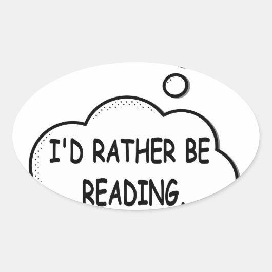 Sticker Ovale Je préfère lire (Devant)