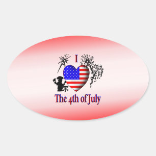 Sticker Ovale Je suis amoureux du 4 juillet