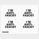 Sticker Ovale Je suis anti-fasciste (Feuille)