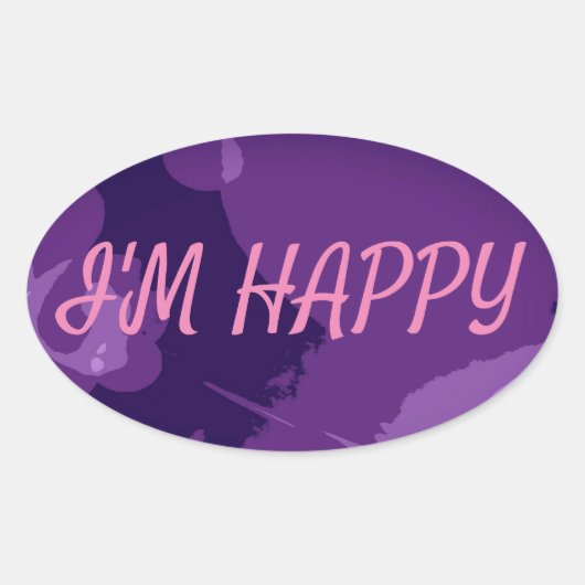 STICKER OVALE JE SUIS HEUREUX (Devant)