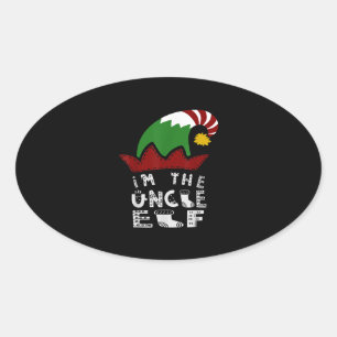 Sticker Ovale Je suis l'oncle Elf Matching Family Group Noël
