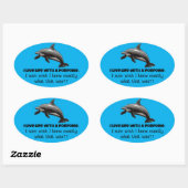 Sticker Ovale Je vis avec un marsouin (Feuille)
