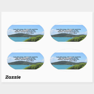 Sticker Ovale Jean 14:6 Je suis le chemin, la vérité et la vie.