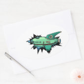 Sticker Ovale J'écrase mon vaisseau spatial (Enveloppe)