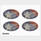 Sticker Ovale Jefferson Citation sur la liberté et la tyrannie (Feuille)