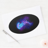 Sticker Ovale Jellyfish éclatante couleur (Enveloppe)