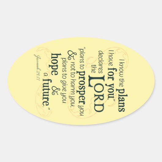 Sticker Ovale Jérémie 29:11 Je connais les plans que j'ai pour v (Devant)