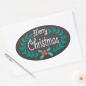 STICKER OVALE JERY CHRISTMAS WREATT CHALKBOARD STICKKERS (Enveloppe)