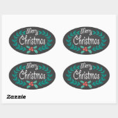 STICKER OVALE JERY CHRISTMAS WREATT CHALKBOARD STICKKERS (Feuille)