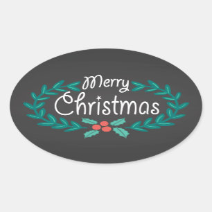 STICKER OVALE JERY CHRISTMAS WREATT CHALKBOARD STICKKERS