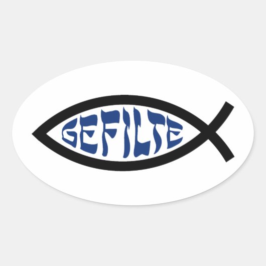 Sticker Ovale Jesus Gefilte Fish - Humour de la Pâque juive (Devant)