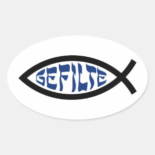 Sticker Ovale Jesus Gefilte Fish - Humour de Pâque juive