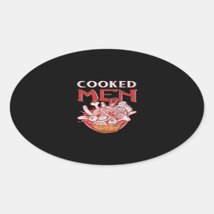 Sticker Ovale Jeu de Ramen japonais Humour de nourriture cadeau