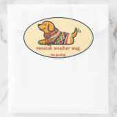 Sticker Ovale Joli chien en pull d'automne (Sac)