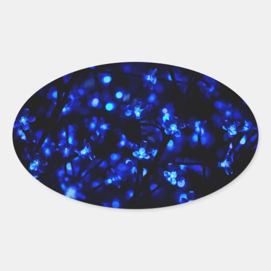 Sticker Ovale Joli feu de fleurs bleues (Devant)