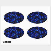Sticker Ovale Joli feu de fleurs bleues (Feuille)