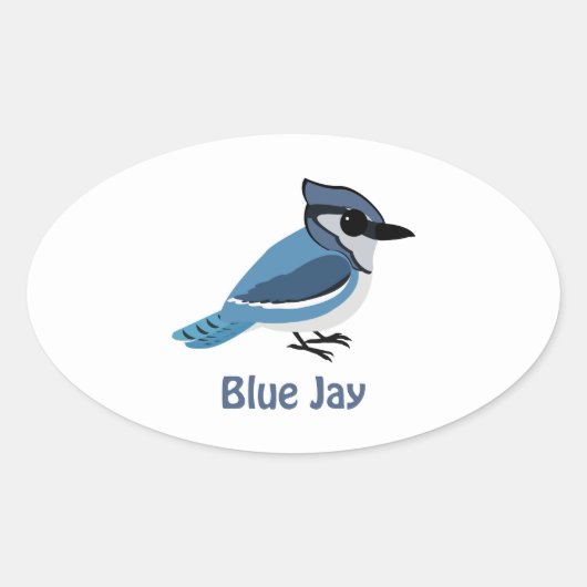 Sticker Ovale Joli Jay bleu (Devant)