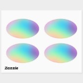 Sticker ovale joli Pastel Arc-en-ciel dégradé (Feuille)