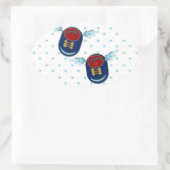 Sticker Ovale Jolie aileron petites chaussures en bleu & rouge (Sac)