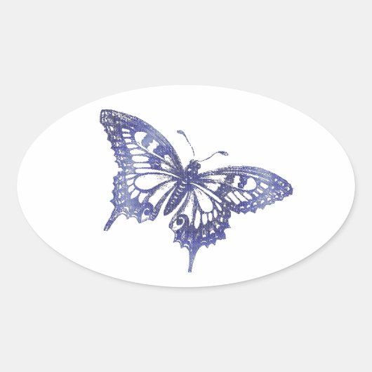 Sticker Ovale Jolie Mosaïque de papillon bleu Swallowtail (Devant)