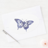 Sticker Ovale Jolie Mosaïque de papillon bleu Swallowtail (Enveloppe)