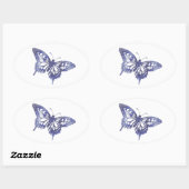 Sticker Ovale Jolie Mosaïque de papillon bleu Swallowtail (Feuille)