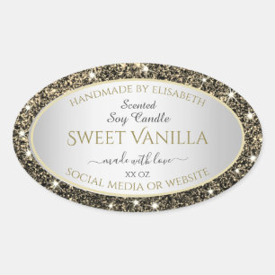 Sticker Ovale Jolie Parties scintillant Or Étoiles Produits Pack