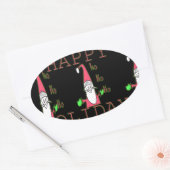 Sticker Ovale Jolly Mouse Père Noël : Une Illustration Fun Holid (Enveloppe)