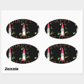 Sticker Ovale Jolly Mouse Père Noël : Une Illustration Fun Holid (Feuille)