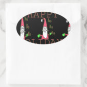 Sticker Ovale Jolly Mouse Père Noël : Une Illustration Fun Holid (Sac)