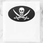 Sticker Ovale Jolly roger de Calico Jack Rackham (NOIR) (Sac)
